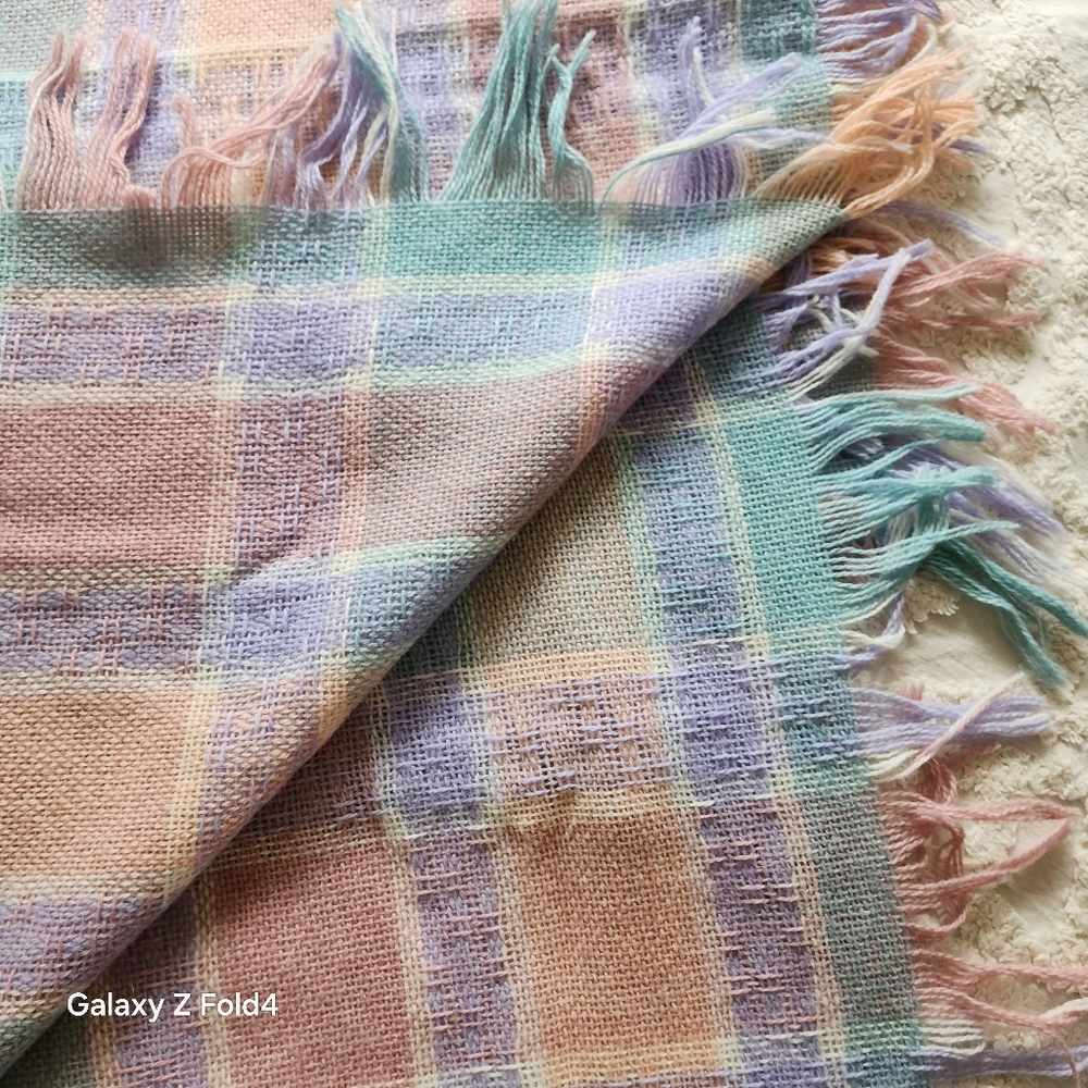Faribault Pastel Plaid Throw Blanket - Picture 7 of 8